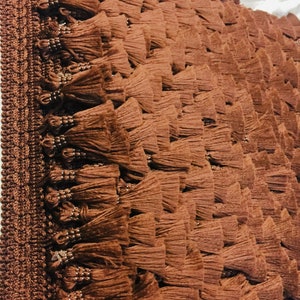Fringe Tassel Trim Ghirlanda, Bobble Ribbon, Nastro con nappe per tende in tessuto artigianale - qualsiasi lunghezza - MARRONE CHIARO