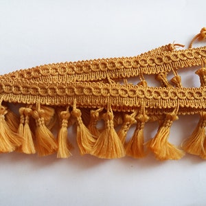 Fringe Tassel Trim Ghirlanda, Bobble Ribbon, Nastro con nappe per tende in tessuto artigianale - qualsiasi lunghezza - MOSTARDA