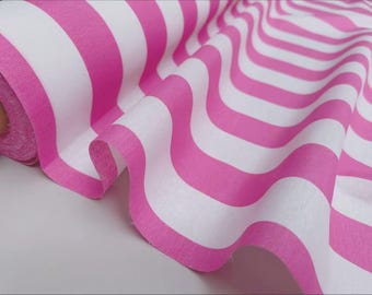 Teflon-Coated Outdoor Fabric – Pink & White Striped Waterproof Material for Cushions, Awnings, Canopy, Patio – 140cm Wide