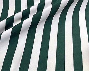 Teflon-Coated Outdoor Fabric – Dark Green & White Striped Waterproof Material for Cushions, Awnings, Canopy, Patio – 140cm Wide
