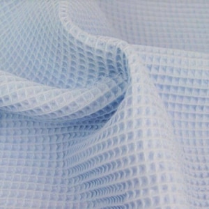 Cotone WAFFLE Piqué nido d'ape tessuto materiale - accappatoio abito asciugamano cuscino - larghezza 150 cm - CIELO BLU