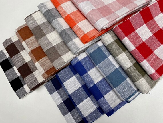 Plaid Kitchen Towels Taupe & White