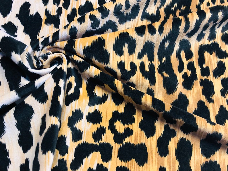 Leopard Print Cotton Velvet Fabric Braemore Jamil Natural | Etsy