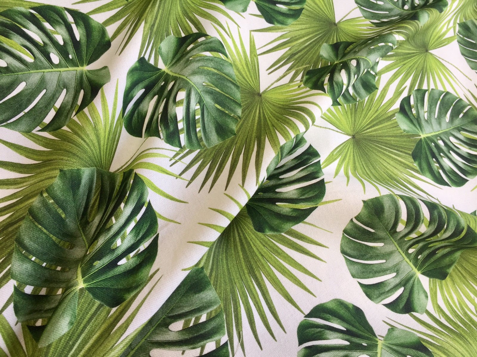 Tropical LEAVES Fabric Curtain Digital - Wide Print Leaf 140cm Cotton GREEN Etsy PALM Upholstery for