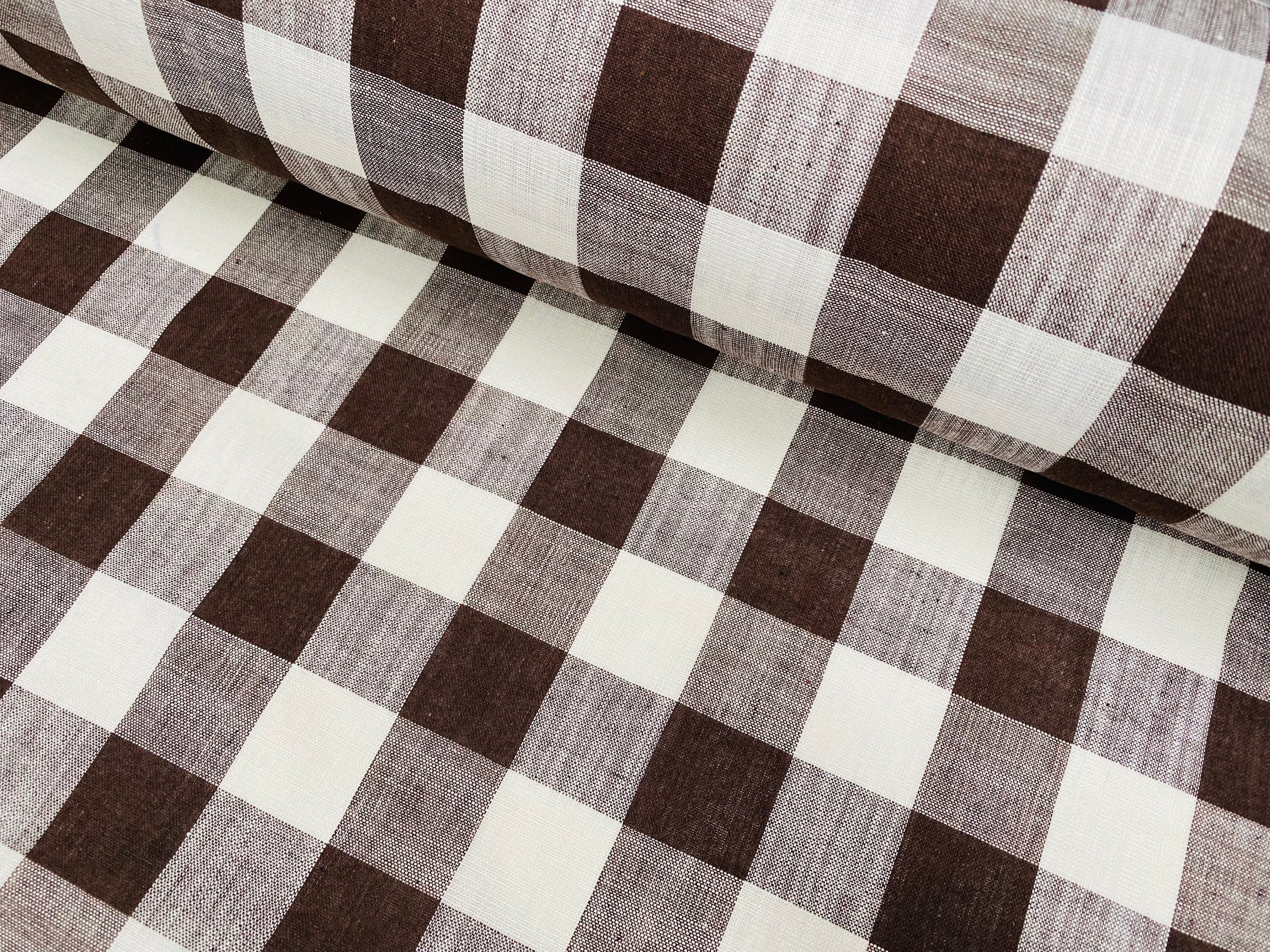 Cotton Gingham Fabric - Classic Black, White & Beige