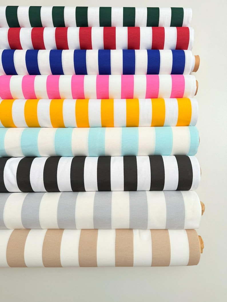 YELLOW and WHITE Striped Fabric - Sofia Wide Printed Stripes Curtain ...