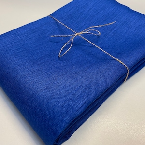Tessuto Lino Morbido – 100% Lino Naturale – Arredo, Tende, Moda – 140 cm Blu Reale