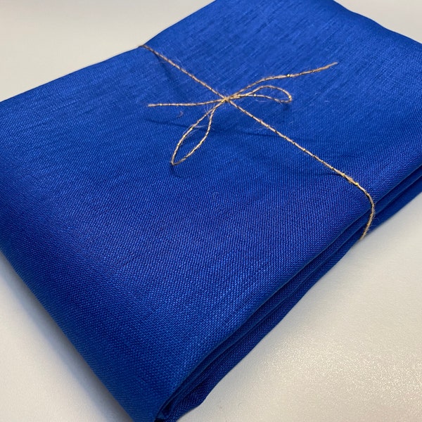 Soft Linen Fabric Material -  100% Linen for Home Decor, Curtains, Clothes - 140cm wide - Plain ROYAL BLUE