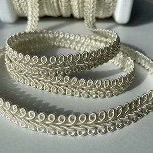 Rayon BRAID Cord Textile Gimp Scroll Chain Trim Home Decor Pillow Cushion Curtains Edge Trimming - 10mm Wide - ANY LENGTH - Ecru Cream