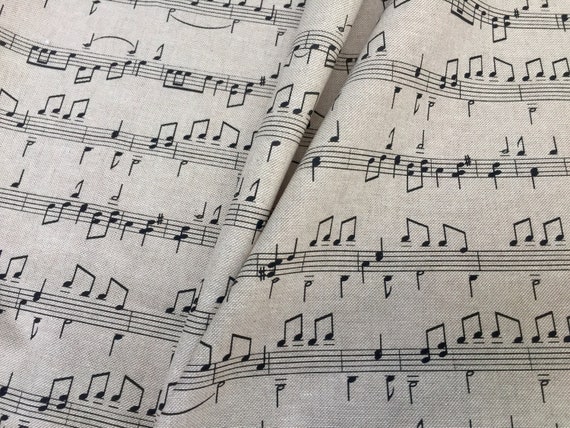 Music Notes Designer Curtain Upholstery Cotton Fabric Material 110 Wide sold by the yard