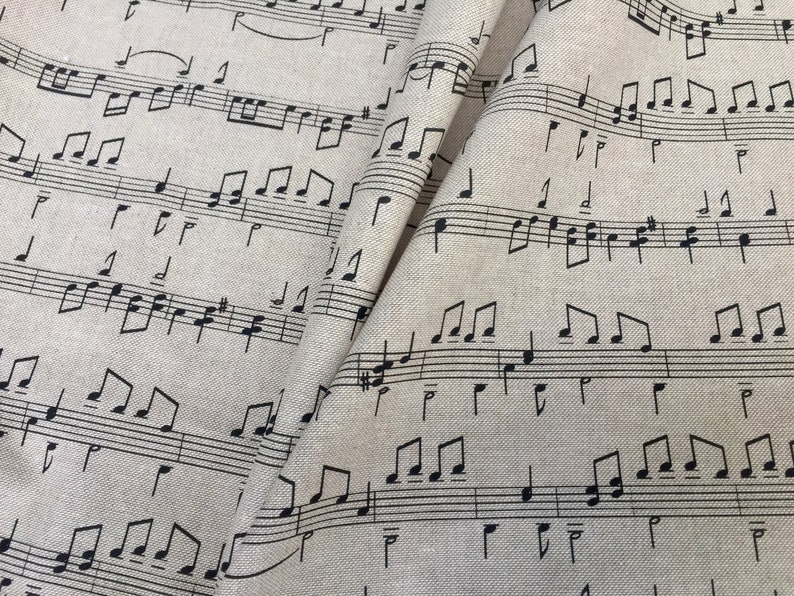 Small Musical Notes Cotton Fabric Music Note Print Material Etsy UK
