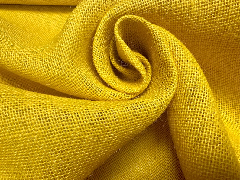 Tela de Yute Teñida - Arpillera Colorida para Bodas, Caminos de Mesa, Cortinas - 62 Pulgadas de Ancho MUSTARD