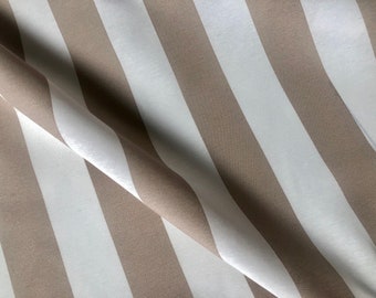 Teflon-Coated Outdoor Fabric – Beige & White Striped Waterproof Material for Cushions, Awnings, Canopy, Patio – 140cm Wide