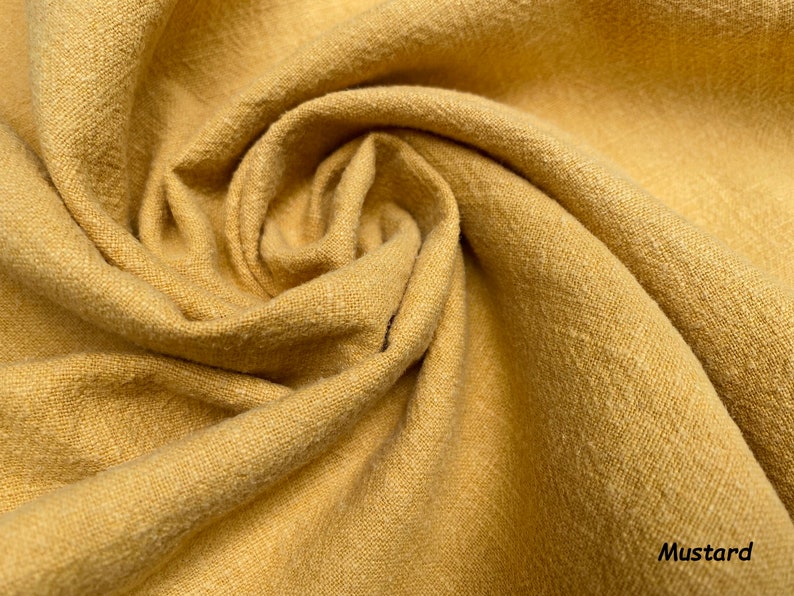 Stone Washed Pure Plain Linen Fabric Material 100% Linens Home Decor Bedding Clothes Curtains 55 140cm Wide MUSTARD