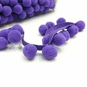 Viola XL Taglia 2 cm Pom Pom Bobble Trim Frange Pom Pom Trimming - MIGLIORE QUALITÀ!! Scegli tra 21 colori #C (venduti al metro)