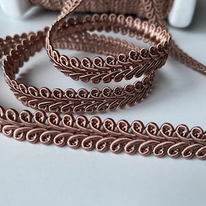 Rayon BRAID Cord Textile Gimp Scroll Chain Trim Home Decor Pillow Cushion Curtains Edge Trimming - 10mm Wide - ANY LENGTH - Rose Gold
