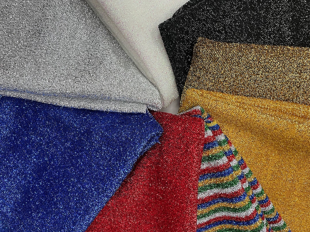 Sparkling Tinsel Lurex Fabric Stretch Metallic Glitter