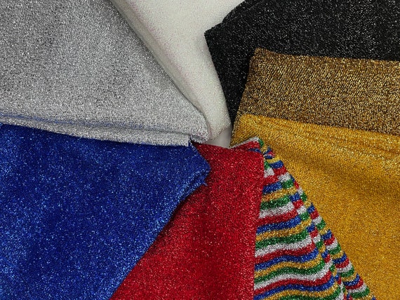 Sparkling Tinsel Lurex Fabric Stretch Metallic Glitter Lametta Shimmer Material 59" or 150cm Wide