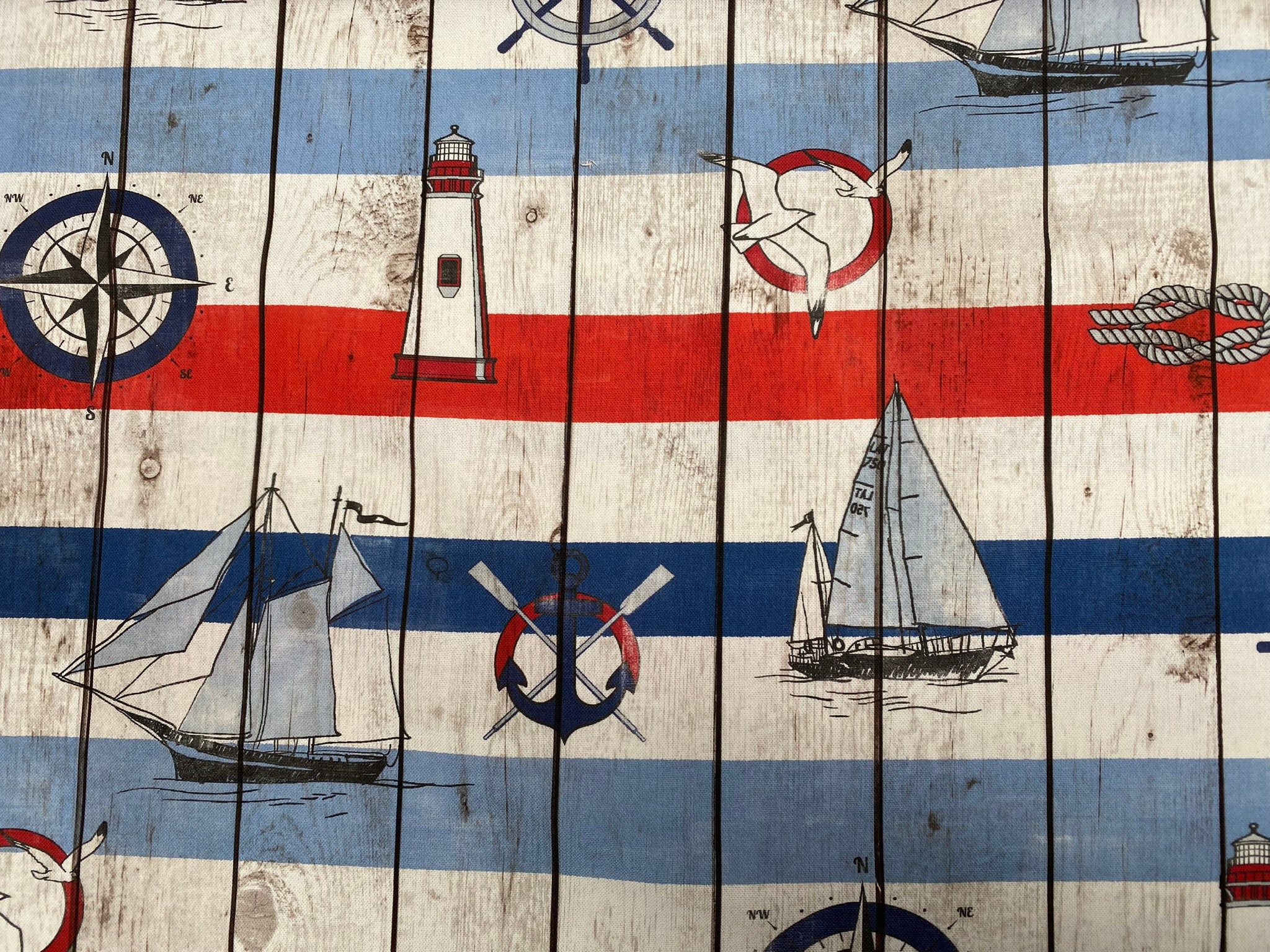 Tela a Rayas Azules y Rojas Marine - Tela para Cortinas, Tapicería, Ropa de  Confección, Rayas Náuticas - 140cm o 55\, image size:2048x1536