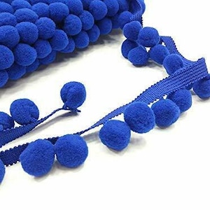 Blu Reale XL Taglia 2 cm Pom Pom Bobble Trim Frange Pom Pom Trimming - MIGLIORE QUALITÀ!! Scegli tra 21 colori #C (venduti al metro)