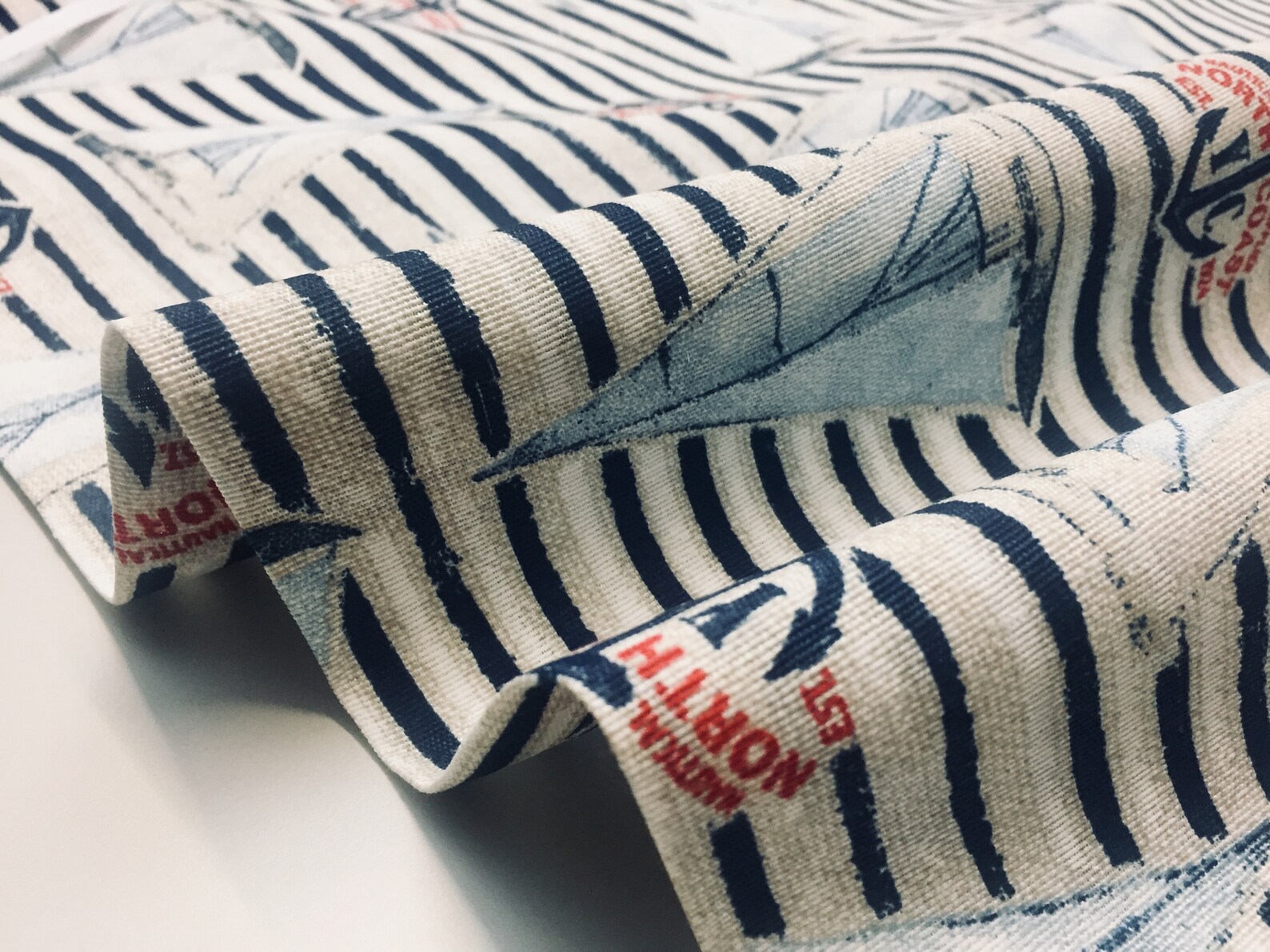 Sailboat Fabric Marine Stripe Nautical Curtain Yacht Boat Etsy UK