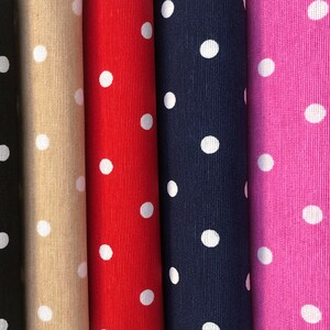 Polka Dot Fabric White Spots Dots PolyCotton Material Shabby Classic Chic Textile Home Decor Dress Curtains 55''/140cm Wide Canvas image 2