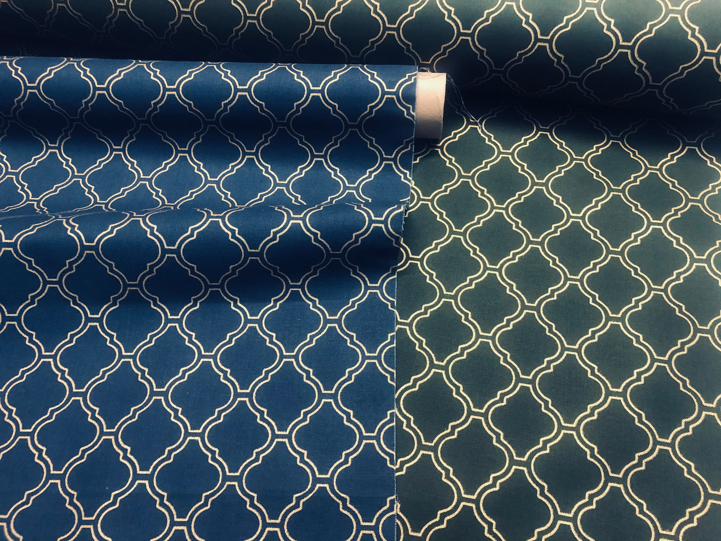 Sale - Dark Green & Gold Moroccan Arabic Damask Print Fabric Curtain  Material Upholstery Home Decor - 55