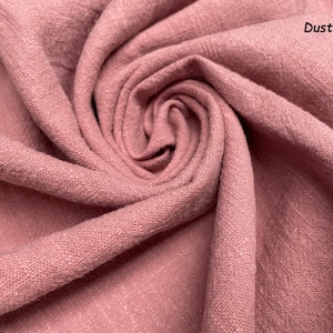 Stone Washed Pure Plain Linen Fabric Material 100% Linens Home Decor Bedding Clothes Curtains 55 140cm Wide DUSTY PINK