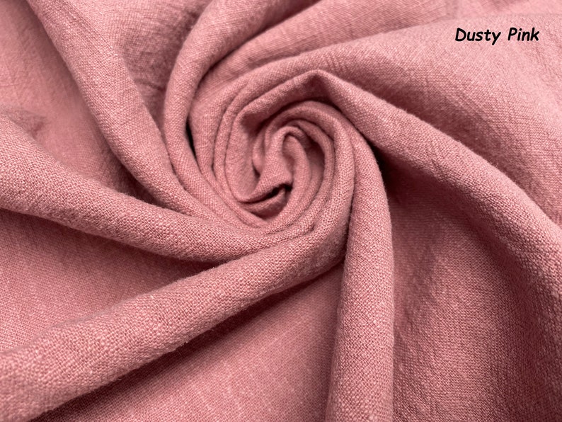 Stone Washed Pure Plain Linen Fabric Material 100% Linens Home Decor Bedding Clothes Curtains 55 140cm Wide DUSTY PINK