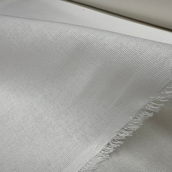 Woven Loose Weave Cotton Fabric Home Decor Wedding Cushion Napkins Embroidery - 170cm Wide - Off-White