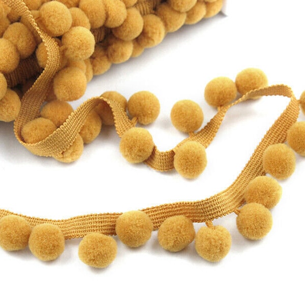 Honey Mustard XL Size 2cm (0.8") Pom Pom Bobble Trim Fringe Pompom Trimming - BEST QUALITY!! Choose From 21 Colours #C (sold by the metre)