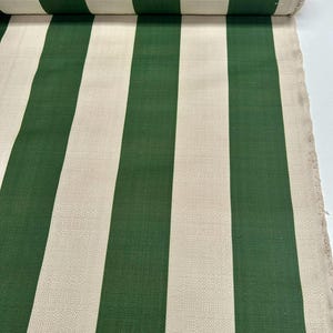 9cm wide Stripes Upholstery Fabric Plain Sofas Bed Home Decor Curtains Soft Material Cloth - 62'' or 160cm Wide - Dark Green & Natural