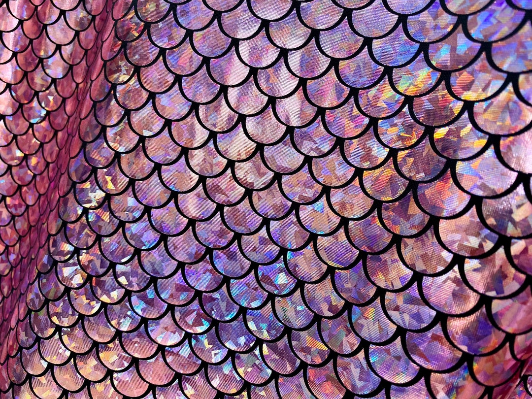 Escamas Rosa Tela de escamas de sirena con estampado de cola de pez, material ...
