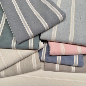 Tessuto a righe jacquard effetto lino, decorazioni per la casa, materiale per tappezzeria per tende, larghezza 280 cm, colore Crema