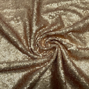 3mm Mini Sequins Fabric Material - 1 way stretch - 130cm or 51&quot; wide - Sparkling Paillettes - Matte Gold