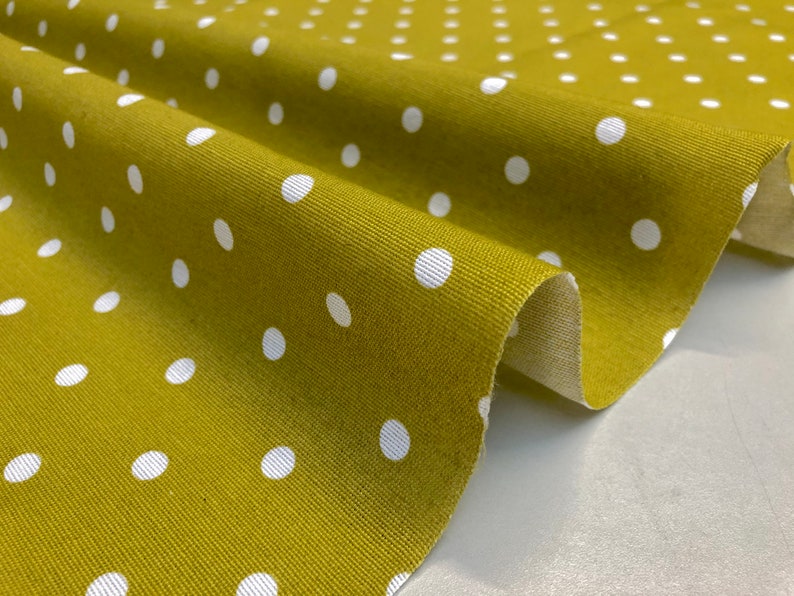 Polka Dot Fabric White Spots Dots PolyCotton Material Shabby Classic Chic Textile Home Decor Dress Curtains 55''/140cm Wide Canvas image 5