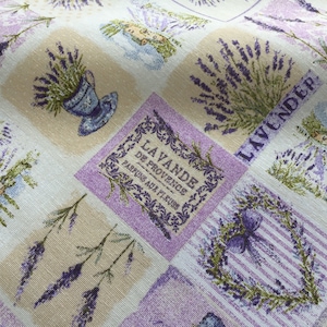 Tessuto in Cotone con Stampa Lavanda Francese, Fiore Viola per Tende e Rivestimenti - 280 cm EXTRA LARGO