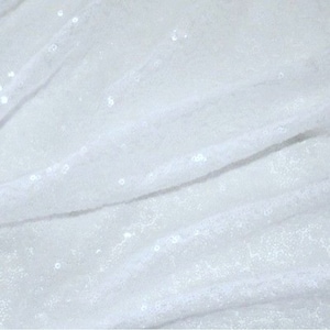 3mm Mini Sequins Fabric Material - 1 way stretch - 130cm or 51&quot; wide - Sparkling Paillettes - White