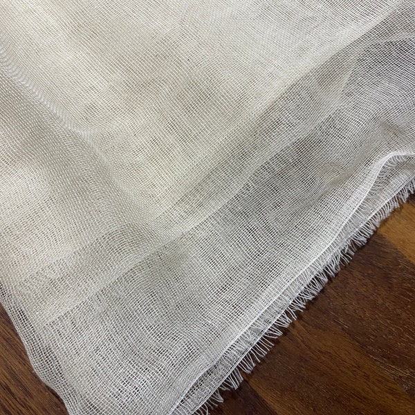 Mull Muslin 100% Cotton Fabric Voile Curtains Fine Unbleached Cheesecloth Linen Look Wedding Table Runner - 140cm wide - Ecru Cream