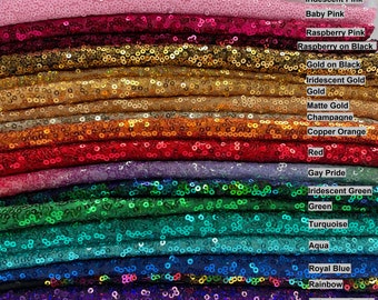 3mm Mini Sequin Fabric Material - 1 way stretch - wedding, dress, backdrop - 130cm or 51 inches wide - Matte Paillettes or Sparkling Sequins