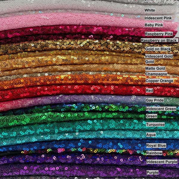 Material de tela de lentejuelas mini de 3 mm - estiramiento de 1 dirección - boda, vestido, telón de fondo - 130 cm o 51 pulgadas de ancho - Paillettes mate o lentejuelas brillantes