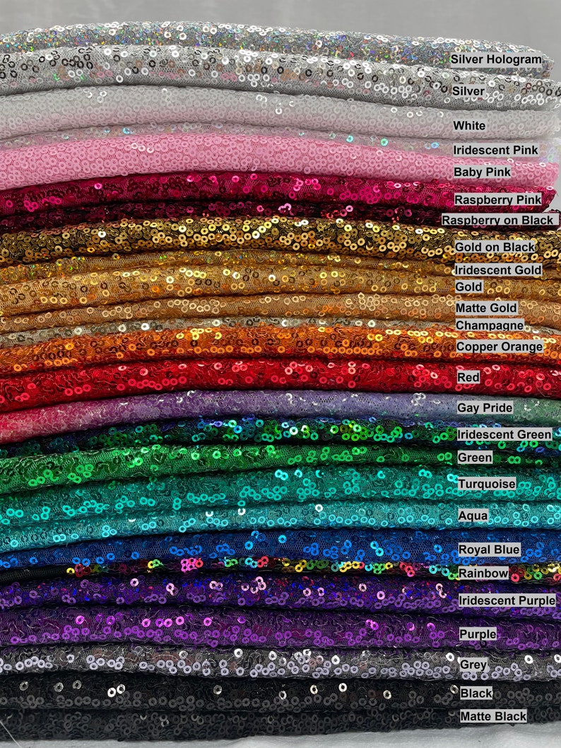 3mm Mini Sequin Fabric Material 1 way stretch wedding, dress, backdrop 130cm or 51 inches wide Matte Paillettes or Sparkling Sequins image 1