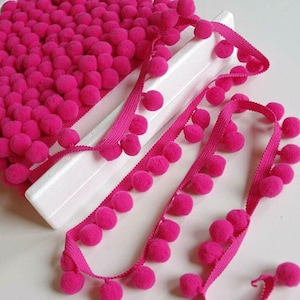 Lampone XL Taglia 2 cm Pom Pom Bobble Trim Frange Pom Pom Trimming - MIGLIORE QUALITÀ!! Scegli tra 21 colori #C (venduti al metro)