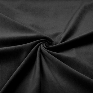 Tecido de veludo preto para decoração, veludo macio e forte - decoração para casa, cortinas, estofados, vestidos - 160 cm de largura