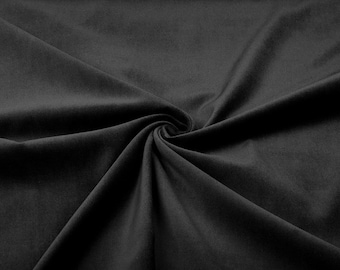 BLACK Decor Velvet Fabric Soft Strong Velour Material - home decor, curtains, upholstery, dress - 160cm wide