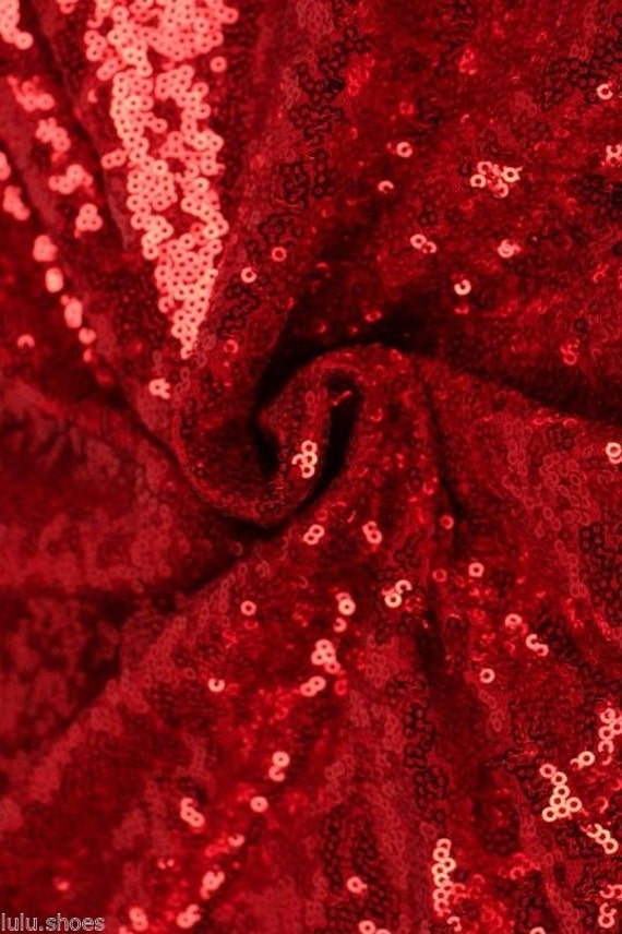 Red Mini Sold By The Meter 130cm wide 1 Way Stretch Sequin Fabric Sparkling