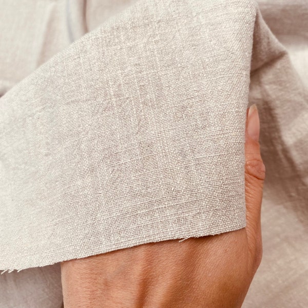 Sand Stone Washed Pure Plain Linen Fabric Material - 100% Linens Home Decor Bedding Clothes Curtains - 55" 140cm Wide