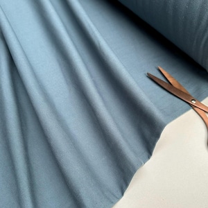 Tela Clásica de Mezcla de Lino y Algodón Ligera para Decoración del Hogar, Ropa de Cama, Ropa, Cortinas – 140 cm de Ancho Duck Blue