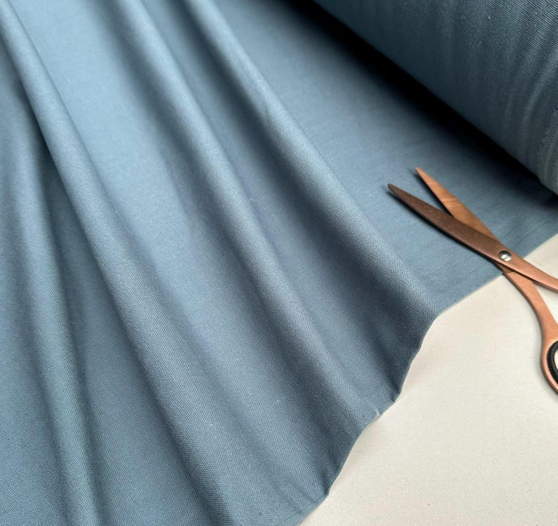 Tela Clásica de Mezcla de Lino y Algodón Ligera para Decoración del Hogar, Ropa de Cama, Ropa, Cortinas – 140 cm de Ancho Duck Blue