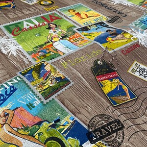 Vintage Travel Postcard Magazine Print Fabric – Dolce Vita Retro Pin Up Girl - Crafts & Home Décor – Key West, Italy, Portofino - 140cm Wide